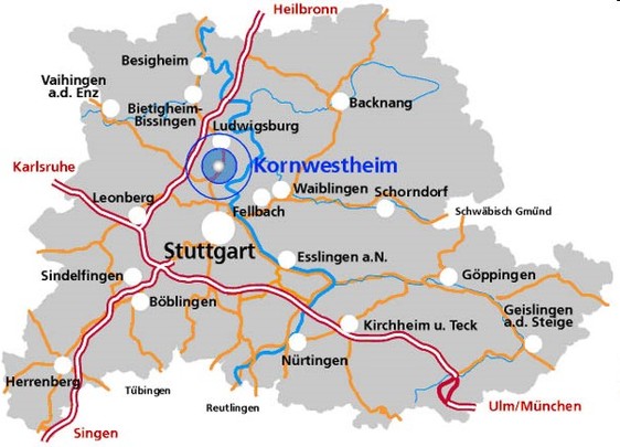 Kornwestheims Lage in der Region