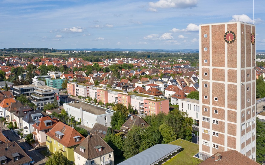 Vom Rathausturm kann man eine spektakuläre Aussicht über Kornwestheim genießen.